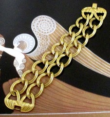 Vtg Runway Wide Double Chain MONET 70s GP Textured Oval Link Bracelet Classic