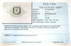 Antique Art Deco Belais Engagement 18K White Ring Size 6 UK-L1/2 EGL USA