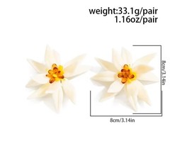 Vintage White Flower Stud Earrings for Women Large
