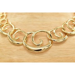 Vintage Collar Necklace Gold Tone Lightweight Metal Chain Shiny NOS 1980s BinA14