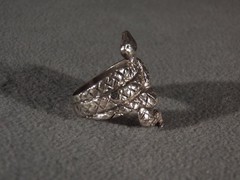 Vintage Unisex Sterling Silver 1960s Coiled Snake Goth Ring Size 10 Cigar Band