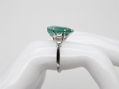 Vintage 1940s $9000 5.30ct Pear Cut Natural Emerald Diamond Platinum Ring 6g