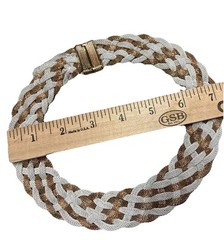 Vintage Italian metal mesh , gold, and white necklace with magnetic clasp