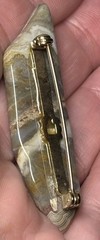 Agate Brooch Natural Stone Glossy Cream Gray Brown Tones 2 Inch