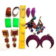 Vintage 1980s 1990s Earrings Lot Bold Bright Colorful Mod Pop Art Geometric