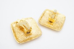 Vintage Clip On Earrings Gold Tone Red Enamel