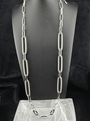 Graziano Signed Chunky Silver Tone Chain Necklace Mixed Link Statement 36″ – 39″
