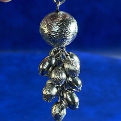 Vtg Silver Tone Metal Rope Bolo Slide Ball Tassel Bold Lariat Statement Necklace