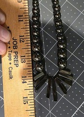 Vtg Art Deco Style Hematite Fringe Statement Necklace 30″ Whimsigoth Witchy 110g