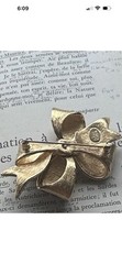 Joan Rivers Bow Brooch Maroon Burgundy Enamel Crystal Accent Ribbon Brooch Pin
