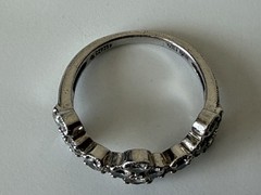 Vintage Sterling Silver CZ925 Girls Clear Rhinestone Vietnam Ring Size 7.5