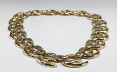 Vintage WM Signed Anthony Yau Chunky Gold Tone Openwork Swirl Statement Necklace