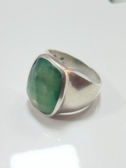 Lovely Silver 925 Mens Green Emerald Ring Us Size 13 Signed SJS Ⓟ