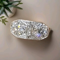 2.30ct. Platinum Vintage Filigree Engagement Ring Natural Old Euro Cut 1920’s