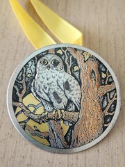 Vintage Reed & Barton Damascene gold washed Ornament Pendant Owl in Forest