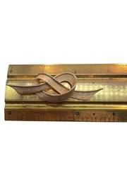 Vtg Crown Trifari Ribbon Bow Knot Gold Trifarium Pin Brooch Signed 50s 60s A4