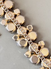 Vintage Signed HOBE’ Bracelet & Earring Set, White & Pink Givre Glass Stones