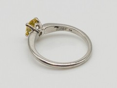 Orange Blossom .75ct Mine Pear Cut FANCY INTENSE YELLOW Diamond Platinum Ring