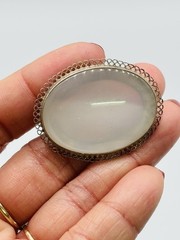 Vtg Gorgeous Antique Victorian 925 Silver Oval natural Agate Stone Pin Brooch