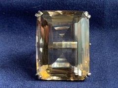 Vtg Large Sterling Silver Ring 16.18g Jewelry Size 6.5 Smoky Quartz Look *READ*