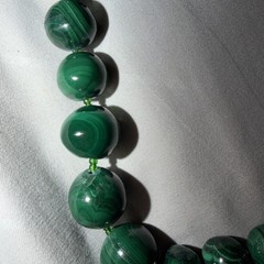 Malachite Bead Necklace Graduated Green Stone Vintage 25 Inch Long Strand