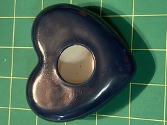 Vintage Solid Navy Blue Heart Scarf Ring Large Ceramic 3.5″ x 3″