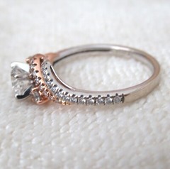 14k Gold Diamond Crossover Engagement￼ Ring Solitaire LLJ Modern Heirloom 585