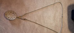 Vintage Signed W Germany Ornate Filigree Pendant Necklace Purple Glass Pearl