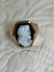 Antique 10K Hardstone Cameo Intaglio Gold Ring Size 8