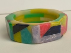 SIGNED SHULTZ BAKELITE BRACELET BANGLE NEW PINK PURPLE BLUE GREEN YELLOW OCTAGON
