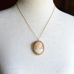 Antique Edwardian 800 Silver Gold Cameo Pearl Halo Brooch Pendant Necklace