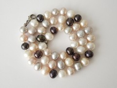 Freshwater Pearl Bead Necklace Multicolor 925 Silver Clasp 39,4 g/46 cm
