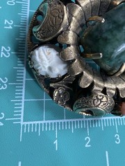 Rare MCM vintage brooch Brass Toned With Stone Accents