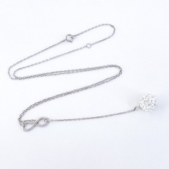 Vintage Sterling Silver 925 Lariat Infinity Crystal Drop Necklace 15.5″-17.5″