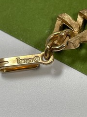 Vintage Trifari Gold Tone Choker Necklace Link Brush & Shiny Gold Elegant