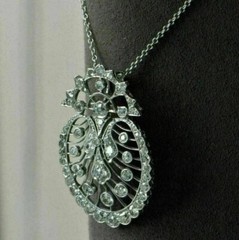 Antique Victorian Round Lab Created Diamond Retro Engagement 925 Silver Pendant