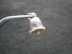 Small Plain Simple Bell Vintage Puffed Sterling Silver Bracelet Charm Pendant