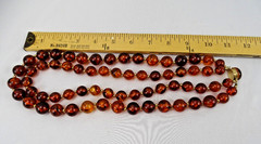 Vintage Lucite Double-strand Chunky Necklace, Large Cognac-Honey Beads, 21”