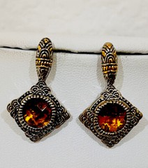 1990s 2 Tone Topaz Crystal Magnetic Enhancer Necklace Earrings Set 16”+3”Ext