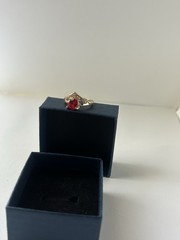 Vintage Red Cubic Zirconia Ring Gold Plated Womens Size 8.5