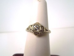 Antique Art Deco Diamond .32 ct tw 14 kt White Gold Ring* GAL Appraisal*Gift Box