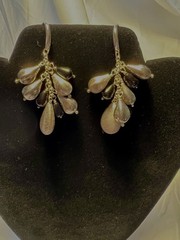 Vintage 925 Italy Dangling Pear Shaped Sterling Silver & Black Onyx Earrings