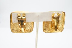 Vintage Clip On Earrings Gold Tone Red Enamel