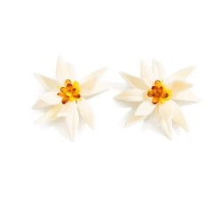 Vintage White Flower Stud Earrings for Women Large