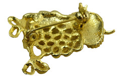 Vintage Rhinestone Owl Brooch Pin Bird Gold Tone