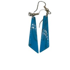 Vintage Howlite Slab Blue Dangle Earrings Marble Statement Jewelry 2″ Southwest