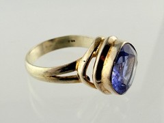 Vintage Sterling Silver Alexandrite Color Change Glass Blue Purple Ring Size 7.5
