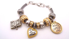 Fabulous Brighton Holy Bible, I Love You & Wink Smiley Sliding Charm Bracelet