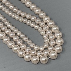 Imitation Pearl Necklace Soft Pink Hue Tripple Strand Collar Classic Couture 16″