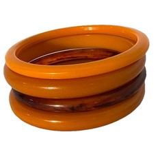 Lot of 4 Vintage Bakelite Bangle Bracelets – Semichrome Positive FALL Colors